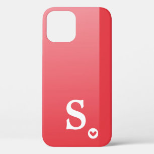 Funda Para iPhone 12 Monograma Corazón Rojo Girly Moda moderna simple