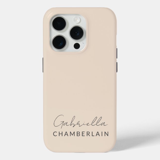 Funda De Case-Mate Para iPhone Monograma Crema Mínima Moderna (Reverso )