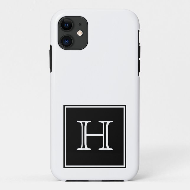 Funda De Case-Mate Para iPhone Monograma cuadrado negro (Reverso)