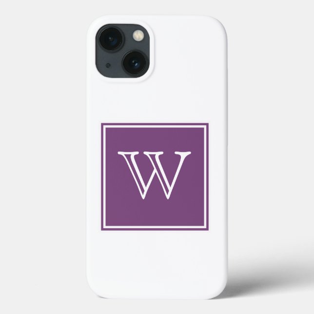 Funda De Case-Mate Para iPhone Monograma cuadrado púrpura (Reverso)