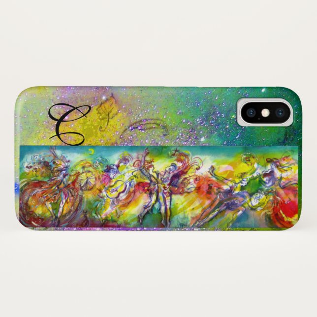 Funda De Case-Mate Para iPhone MONOGRAMA/Danza DE CARNAVAL ITALIANO, música, teat (Reverso (horizontal))
