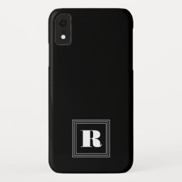 Funda Para iPhone XR Monograma de 3 cuadros | Blanco y negro