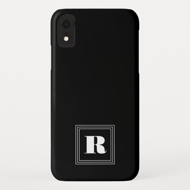 Funda De Case-Mate Para iPhone Monograma de 3 cuadros | Blanco y negro (Reverso)