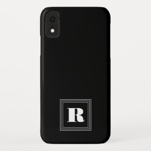 Funda Para iPhone XR Monograma de 3 marcos Blanco y negro