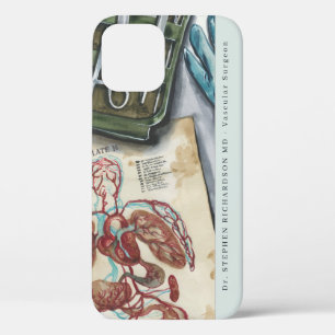 Funda Para iPhone 12 Monograma de acuarela de cirujano Médico médico