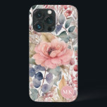 Funda Para iPhone 13 Pro Monograma de acuarela floral rosada de Rubor rusti<br><div class="desc">Trae un toque de encanto rústico a tu teléfono con nuestro estuche de teléfono monograma Rubor Pink Floral. La mezcla de delicadas flores silvestres, bayas y helechos en tonos cálidos de beige, rosa rubor, rojo, verde verde azulado y toques marrones exuda elegancia. Haga una declaración con este estuche de teléfono...</div>