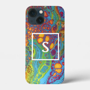 Funda Para iPhone 13 Mini Monograma de agudos acrílicos coloridos