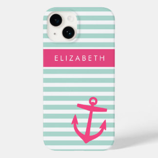 Funda Para iPhone 14 De Case-Mate Monograma de anclaje de tiras náuticas de tinta y 