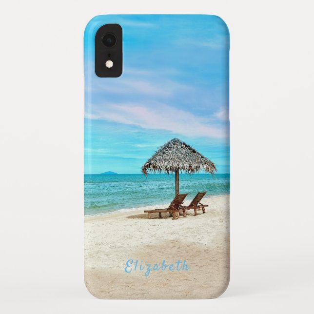 Funda De Case-Mate Para iPhone Monograma de arena tropical (Reverso)