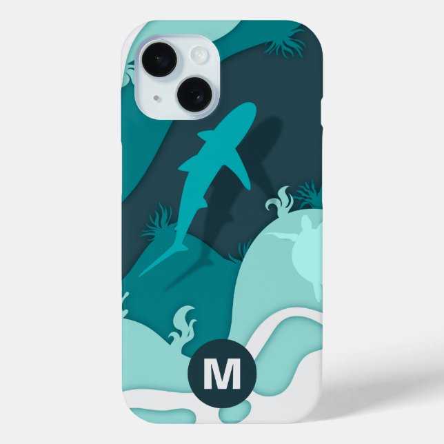 Funda De Case-Mate Para iPhone Monograma de arte abstracto de Guay Shark (Reverso )