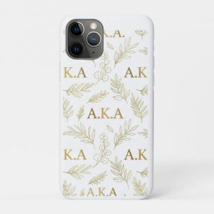 Funda Para iPhone 11 Pro Monograma de arte de línea botánica dorada minimal