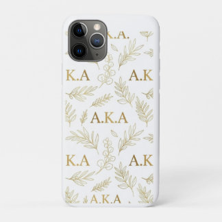 Funda Para iPhone 11 Pro Monograma de arte de línea botánica dorada minimal