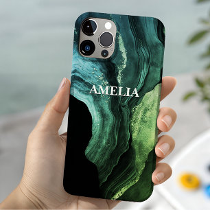 Funda Para iPhone 14 De Case-Mate monograma de arte de mármol falso brillo chic feme
