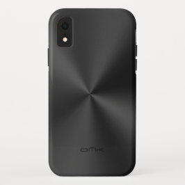 Funda Para iPhone XR Monograma de aspecto de acero inoxidable fino y br
