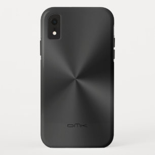 Funda Para iPhone XR Monograma de aspecto de acero inoxidable fino y br