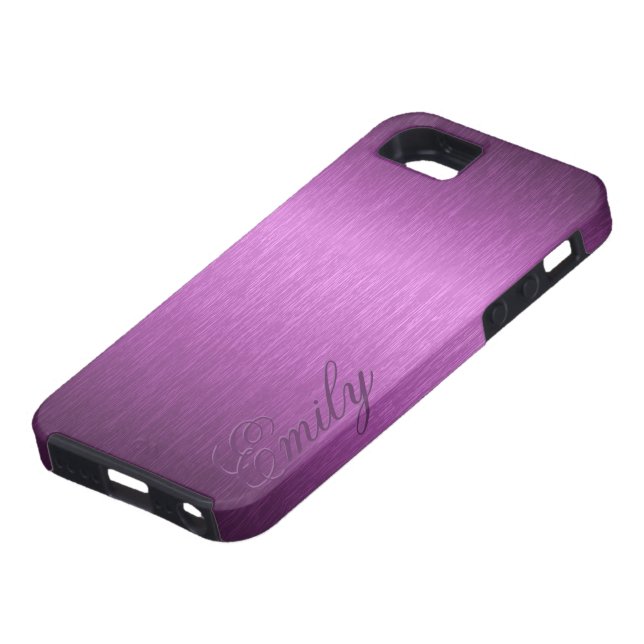 Funda De Case-Mate Para iPhone Monograma de aspecto de aluminio con pincel metáli (Abajo)
