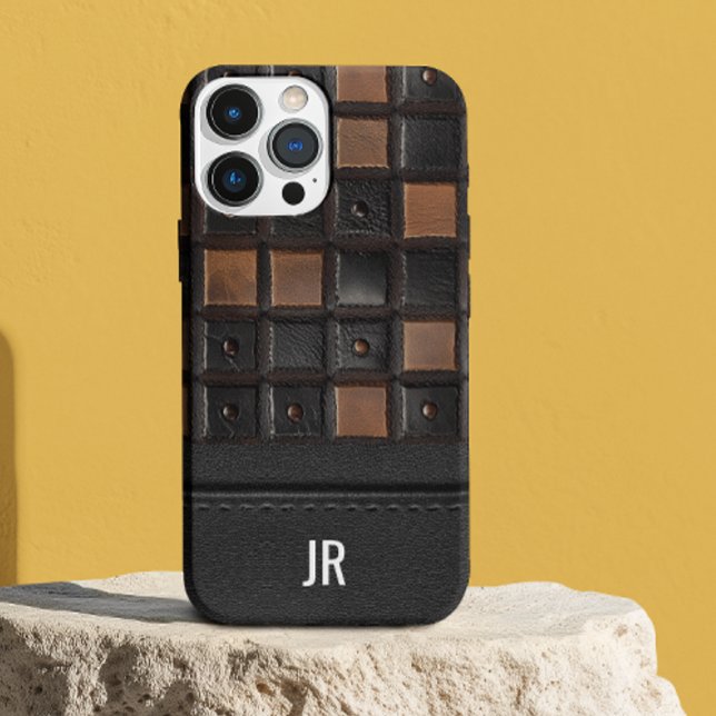 Funda De Case-Mate Para iPhone Monograma de aspecto de cuero grabado con herramie (Subido por el creador)