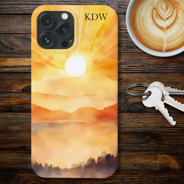 Funda De Case-Mate Para iPhone Monograma de atardecer de montaña (Subido por el creador)