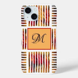 Funda Para iPhone 15 Monograma de banda de abstracción geométrica multi