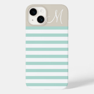 Funda Para iPhone 14 De Case-Mate Monograma de bandas de adormidera beige de menta y
