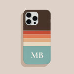 Funda Para iPhone 15 Pro Max Monograma de bandas retro Personalizado<br><div class="desc">Estuche Retro Stripes Personalizado Monograma para iPhone</div>