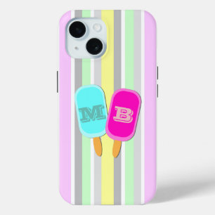 Funda Para iPhone 15 Monograma de bandas y pipetas de pasto