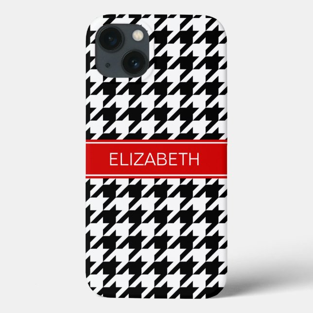 Funda De Case-Mate Para iPhone Monograma de Black Whoundstoth #2 Red Name (Reverso)