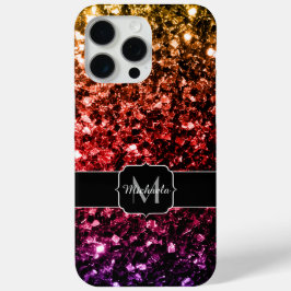 Funda Para iPhone 15 Pro Max Monograma de brillo falso de arcoíris