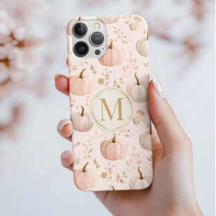 Funda Para iPhone 15 Pro Max Monograma de calabaza pastel - Inicial personaliza