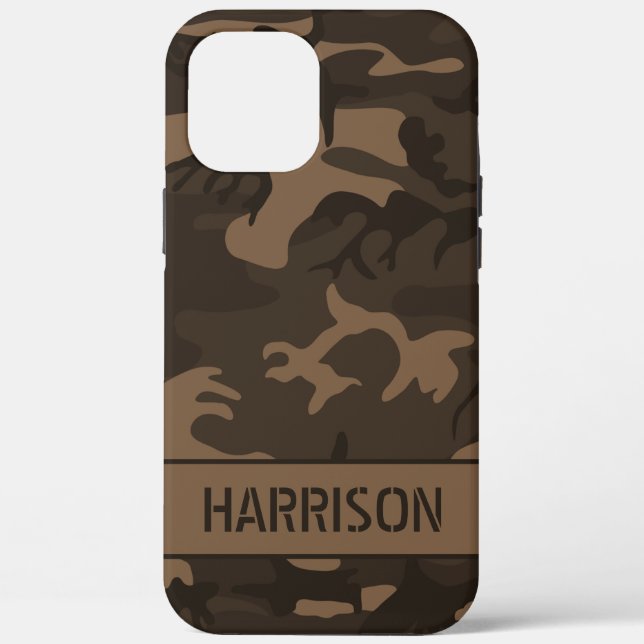Funda De Case-Mate Para iPhone Monograma de Camuflaje Marrón (Reverso )