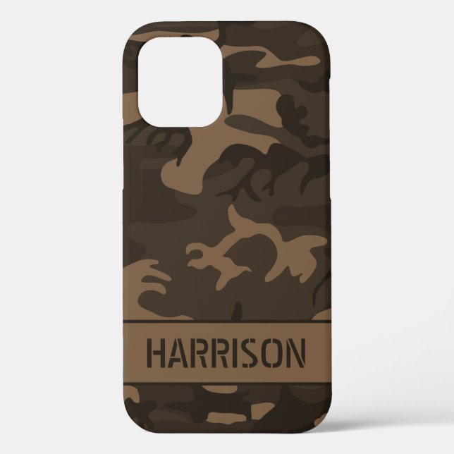 Funda De Case-Mate Para iPhone Monograma de Camuflaje Marrón (Reverso )