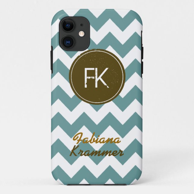 Funda De Case-Mate Para iPhone monograma de chevron de moda (Reverso)