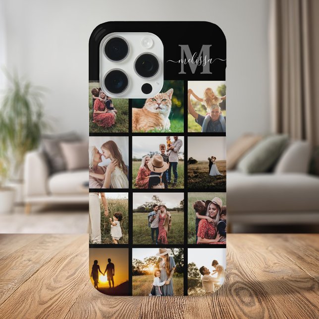 Funda De Case-Mate Para iPhone Monograma de Collage de fotos personalizado (Subido por el creador)