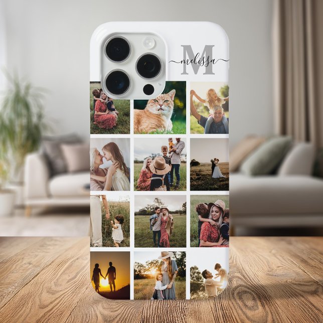 Funda De Case-Mate Para iPhone Monograma de Collage de fotos personalizado (Subido por el creador)