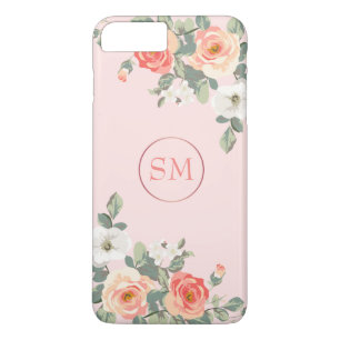 Funda Para iPhone 8 Plus/7 Plus Monograma de color rosa Rubor Rosa de melocotón