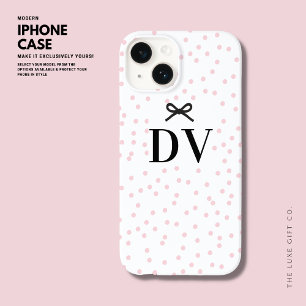 Funda Para iPhone 14 De Case-Mate Monograma de corte de Bonito moderno con polka ros