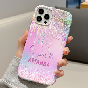Funda Para iPhone 11 Pro Monograma de cumpleaños con purpurina rosa de unic