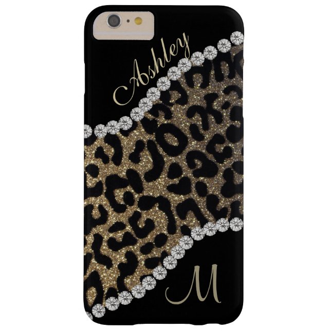 Funda De Case-Mate Para iPhone Monograma de diamante y leopardo (Reverso)