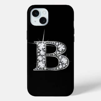 Funda Para iPhone 15 Mini Monograma de diamantes de imitación