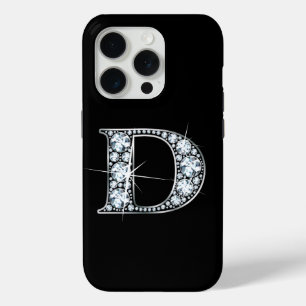 Funda Para iPhone 15 Pro Monograma de diamantes de imitación
