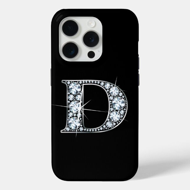 Funda De Case-Mate Para iPhone Monograma de diamantes de imitación (Reverso )