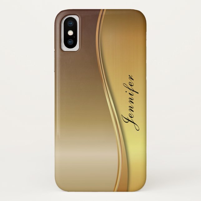 Funda De Case-Mate Para iPhone Monograma de diseño de oro de moda de entrelazado  (Reverso)