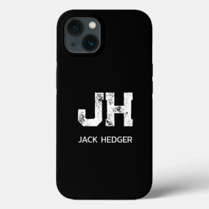 FUNDA PARA iPhone 13 MONOGRAMA DE DOS LETRAS BLANCO MINIMALISTA NOMBRE 