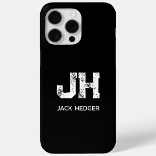 FUNDA PARA iPhone 15 PRO MAX MONOGRAMA DE DOS LETRAS BLANCO MINIMALISTA NOMBRE 