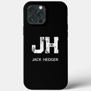 FUNDA PARA iPhone 13 PRO MAX MONOGRAMA DE DOS LETRAS BLANCO MINIMALISTA NOMBRE 