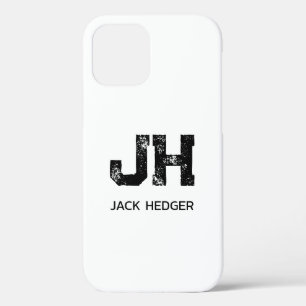 FUNDA PARA iPhone 12 MONOGRAMA DE DOS LETRAS NEGRO MINIMALISTA NOMBRE B