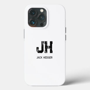 FUNDA PARA iPhone 13 PRO MONOGRAMA DE DOS LETRAS NEGRO MINIMALISTA NOMBRE B