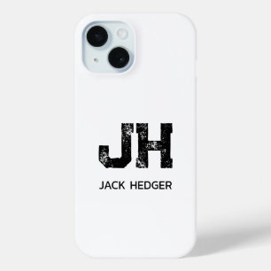 FUNDA PARA iPhone 15 MONOGRAMA DE DOS LETRAS NEGRO MINIMALISTA NOMBRE B