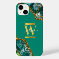 Monograma de émbolo verde esmeralda y de oro