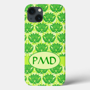 title_seo2 Monograma de Emerald Lime Green Art Nouveau Damask